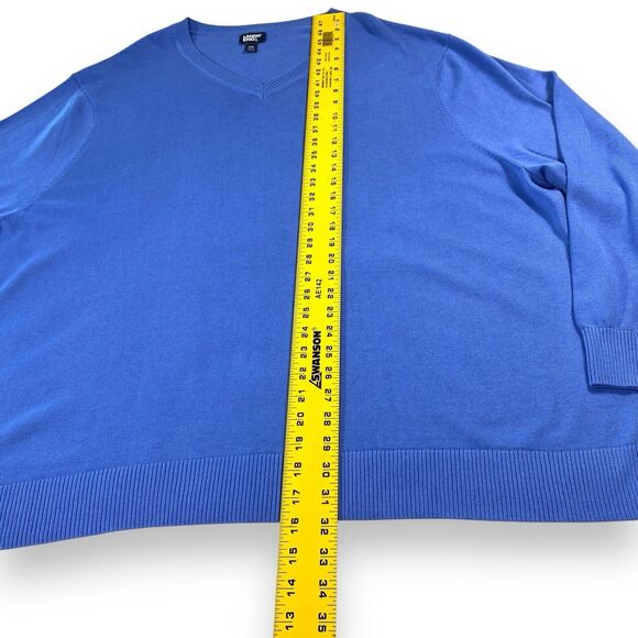 Lands End Cotton Blend V Neck Sweater Mens 4XL Blue Lightweight Pullover Preppy - Picture 8 of 9